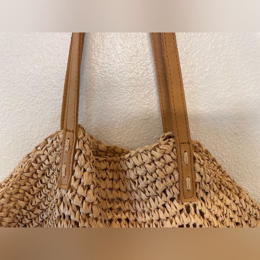 Hearth & Hand with Magnolia Women’s Stylish Tan Multicolor Woven‎ Tote Large Bag - Picture 3 of 9